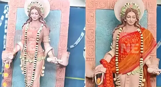  Saraswati idol without a traditional saree in tripura college 