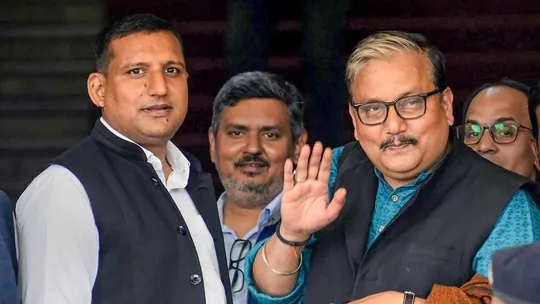 RJD candidates Manoj Jha and Sanjay Kumar Yadav