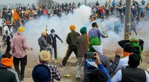 Farmer Protest Haryana police drops tear gas