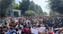 protests over alleged paper leak in prayagraj