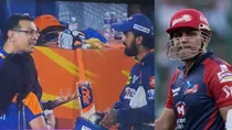 Sanjiv Goenka, KL Rahul, Virender Sehwag