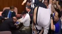 taiwan parliament fight video viral mps kicked punched each other during debate 