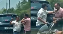 lucknow dabangg vinod mishra beating driver by pistol video viral uttar pradesh