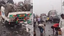 dhanbad thai mangur fish smuggling van accident villagers loot video viral jharkhand