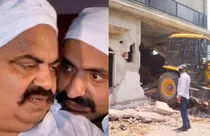 bulldozer action on atique ahmad's brother house named after his wife (photo-aajtak)