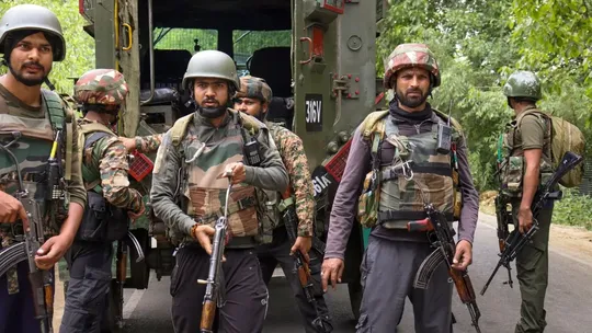 Security personnel during an encounter with terrorists