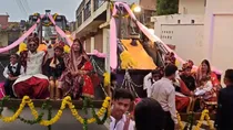 gorakhpur cm yogi groom bulldozer groom wedding procession on jcb baraat in up