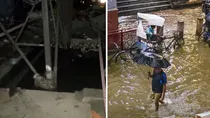delhi rain updates woman her child drowned in waterlogged drain khoda two injured house collapsed