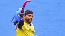 pr sreejesh during match with great britain hockey paris olympics