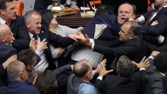 Turkiye parliament mps clash 