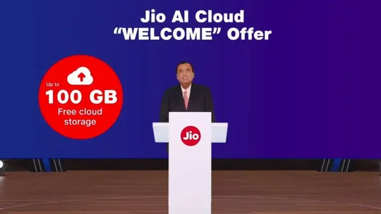 Reliance Industries Chairman Mukesh Ambani has announced the Jio AI-Cloud Welcome Offer, providing 100 GB of free cloud storage to Jio users.