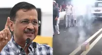 arvind kejriwal welcome fireworks by aap workers delhi police registers fir