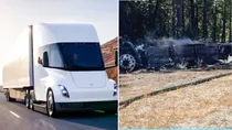 tesla semi electric truck caught fire aircraft fire retardant two lakh litres of water used viral