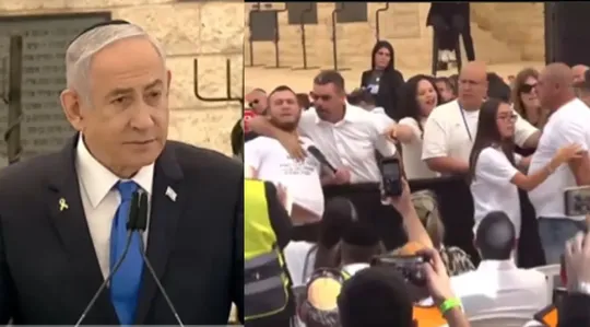 Benjamin Netanyahu speech interrupted