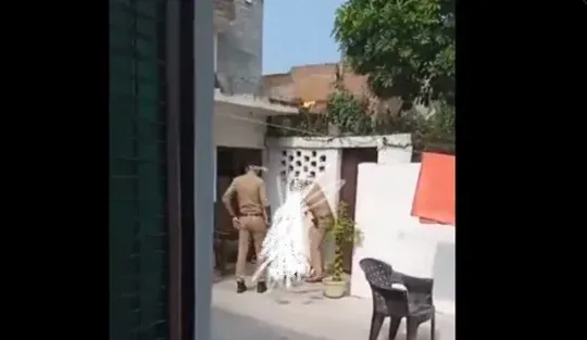 etawah viral video policeman beating a man by belt