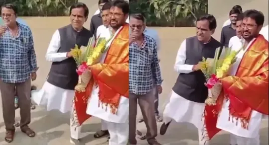 Maharashtra BJP leader Raosaheb Danve kicking Muslim worker is going viral video on social media