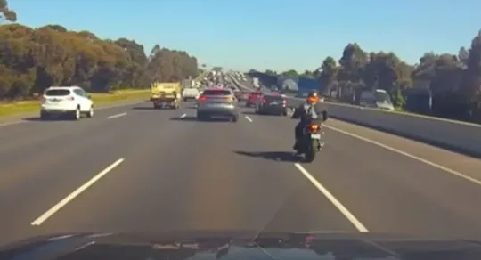  Australia bike rider collision on the highway flying on roof of car