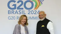 Georgia Meloni with Narendra Modi