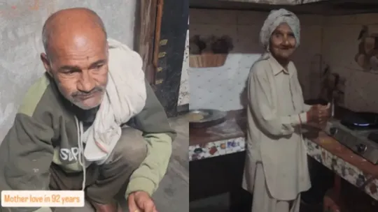 92 years old mother cooks for 60 years old son video goes viral