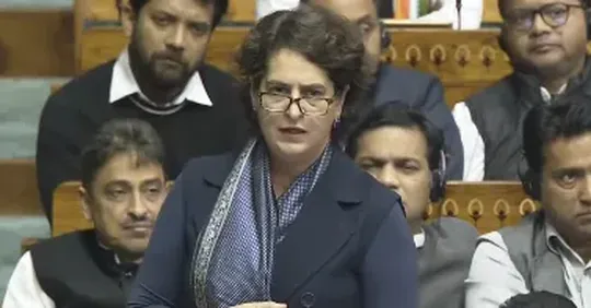 Priyanka Gandhi first speech in the Lok Sabha, talked about Adani, Sambhal violence and caste census 