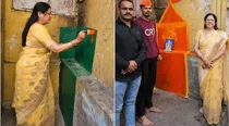 Saffron makeover of green wall in Pune