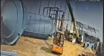 big crane fell on small crane during construction in Surat driver died tragically
