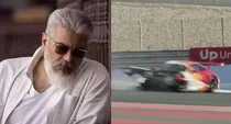 actor ajith kumar racing car accident driving at a speed 180 in Dubai