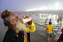 watch in pictures the beginning of mahakumbh 2025 in prayagraj