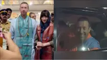 coldplay singer chris martin dakota johnson at mahakumbh holy dip