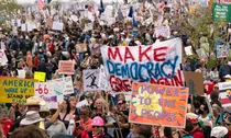  Protests against Donald Trump and elon Musk in America hands off People took to the streets against 