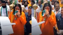 BJP MLA Balamukund Acharya Trolled for Wiping Sweat with Tiranga