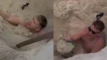 Man Trapped in Self-Dug Hole