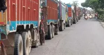 why are rubber stripes hung near truck tyres