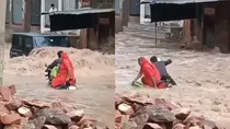 Speeding Thar puts life of a biker in danger in Jodhpur as it crosses through deluge of water video viral  