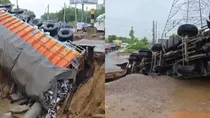 Beer truck sinks into Gurugram 'crater' as road caves in