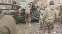 boulder hits army vehicle in Ladakh