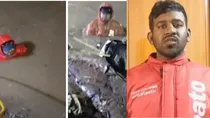 hyderabad zomato delivery rider drain rain telangana