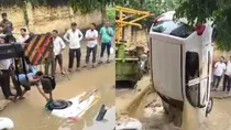 Saharanpur Car fell Into 11 Feet Deep Pit
