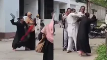 UP woman beats husband with slippers outside court says he gave triple talaq