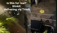 Customer Shocked As Blinkit Delivery Agent Arrives In Thar publich reacts with humour