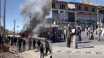 Protests demanding statehood in Ladakh turn violent stones pelted at police CRPF vehicle set on fire