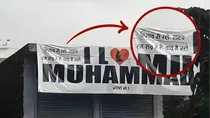Controversial banner of 'I love Muhammad