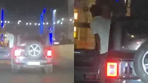 Gurugram man Urinates on the road Of Moving Thar Video viral