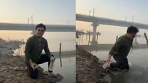 BJP MLA slips falls into Yamuna while filming reel to prove river is clean