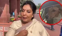 congress mp renuka chowdhury brings dog in parliament bjp demands action