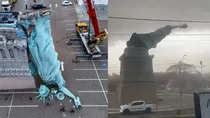 Statue of Liberty replica falls over during major storm in Brazil