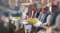 Morena congress workers looted food during a party meet video viral
