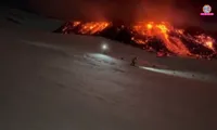 Italy Mount Etna Snow Fire Video