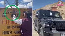 Haryana man reaches Leh's highest point in Thar, pastes 'Gujjar' sticker on signboard