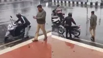 uttar pradesh police traffic heavy rain lucknow
